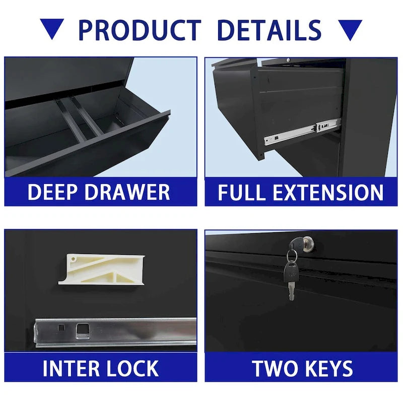 5-Drawer Steel Lateral File Cabinet with Lock for Home Office