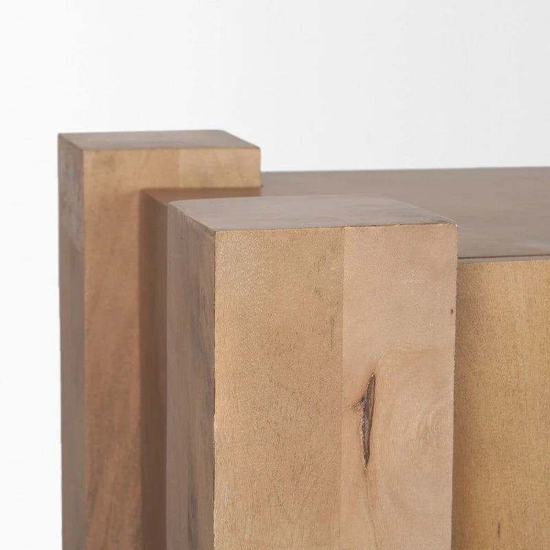 Credenza in legno chiaro a 3 ante con struttura in legno di mango e gestione dei cavi