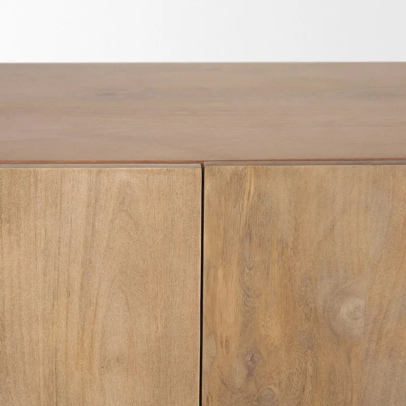 Credenza in legno chiaro a 3 ante con struttura in legno di mango e gestione dei cavi