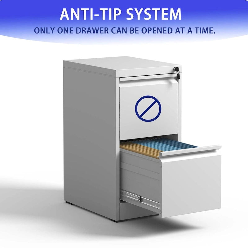 2-Drawer Metal Vertical File Cabinet with Lock for A4 Legal Letter Size