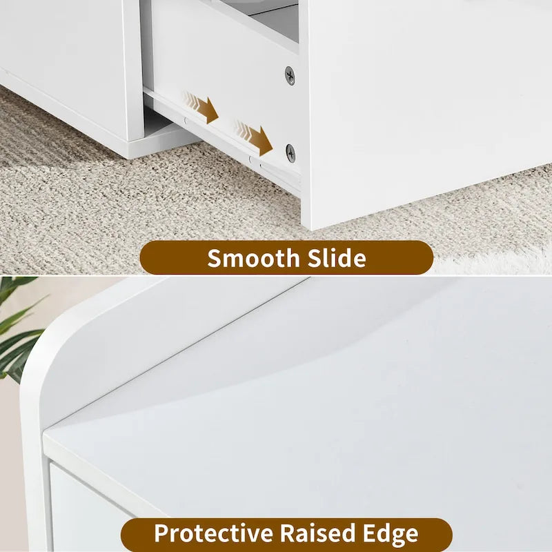 Modern 2 Drawer Large Lateral Filing Cabinet with Charging Station & Power Outlet