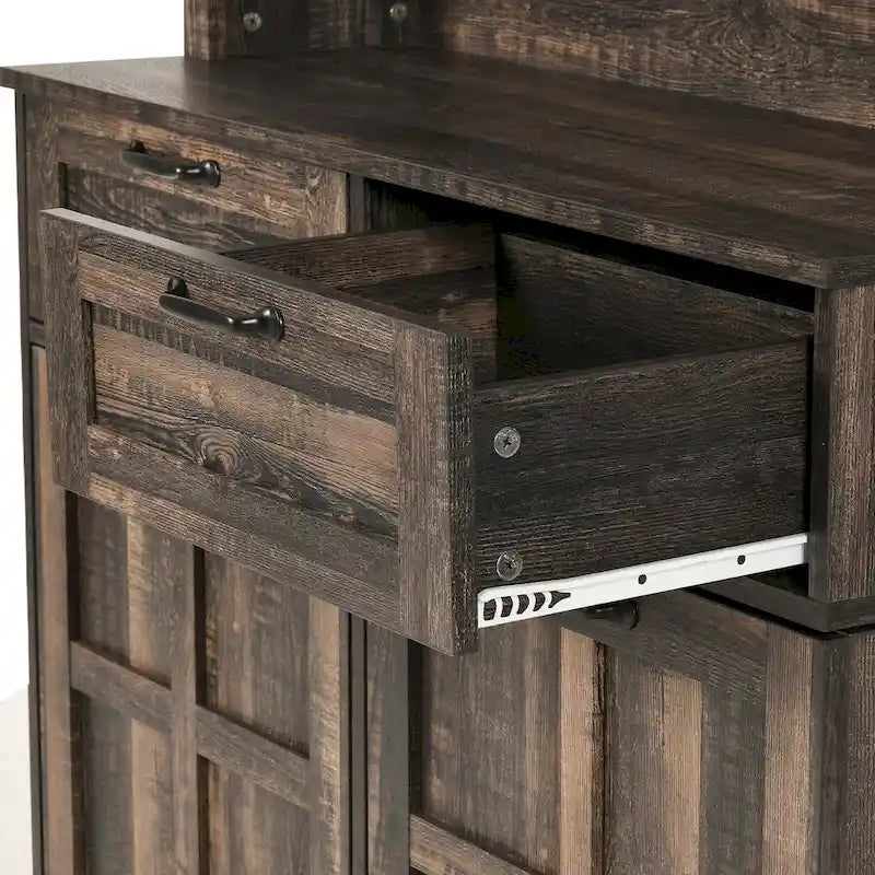 69-Inch Tall Kitchen Pantry Storage Cabinet with Trash Can Holder