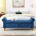 62-Inch Tufted Button Storage Bench Upholstered Ottoman with Rolled Arm