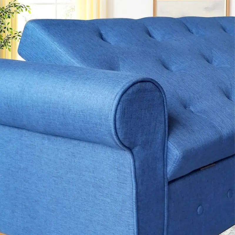 62-Inch Tufted Button Storage Bench Upholstered Ottoman with Rolled Arm