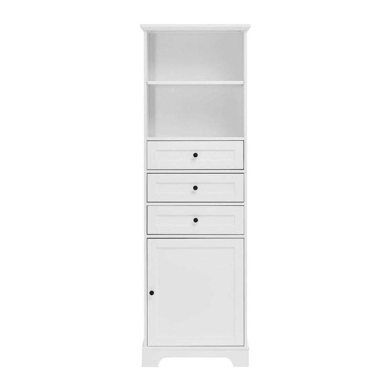 Tall Storage Cabinet with 3 Drawers and Adjustable Shelves